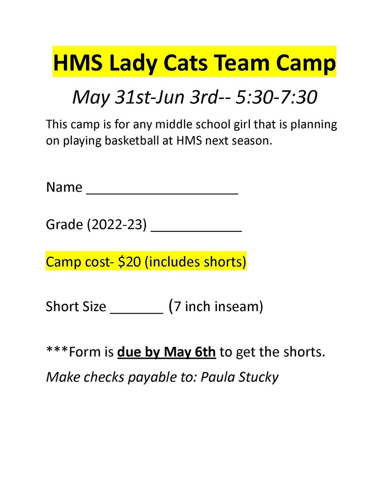 HMS Lady Cats Team Camp